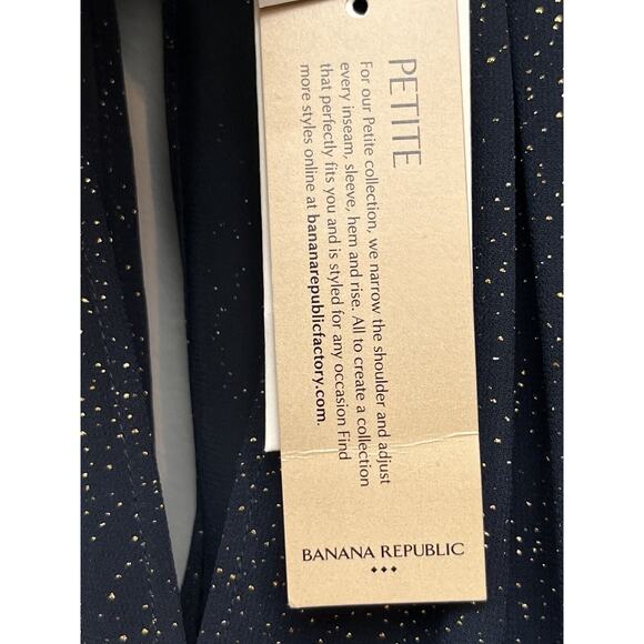 Banana Republic Twist Neck Metallic Dress Womens SP Petite Blue Gold‎ Sheer NEW - Picture 6 of 11